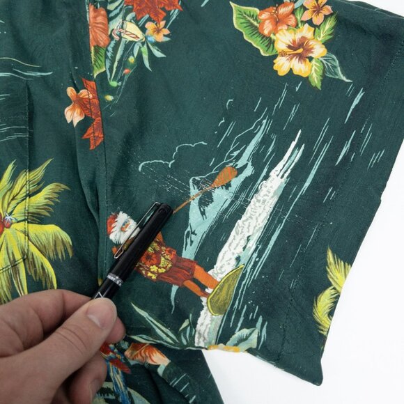 Tommy Bahama Santa Christmas Shirt Men's 3XL Silk Hawaiian Green Aloha Holidays - Picture 16 of 16